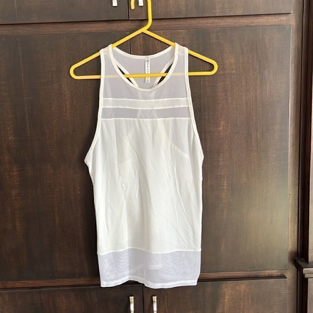 ‎Fabletics White Mesh Racerback Tank Top - Picture 2 of 5